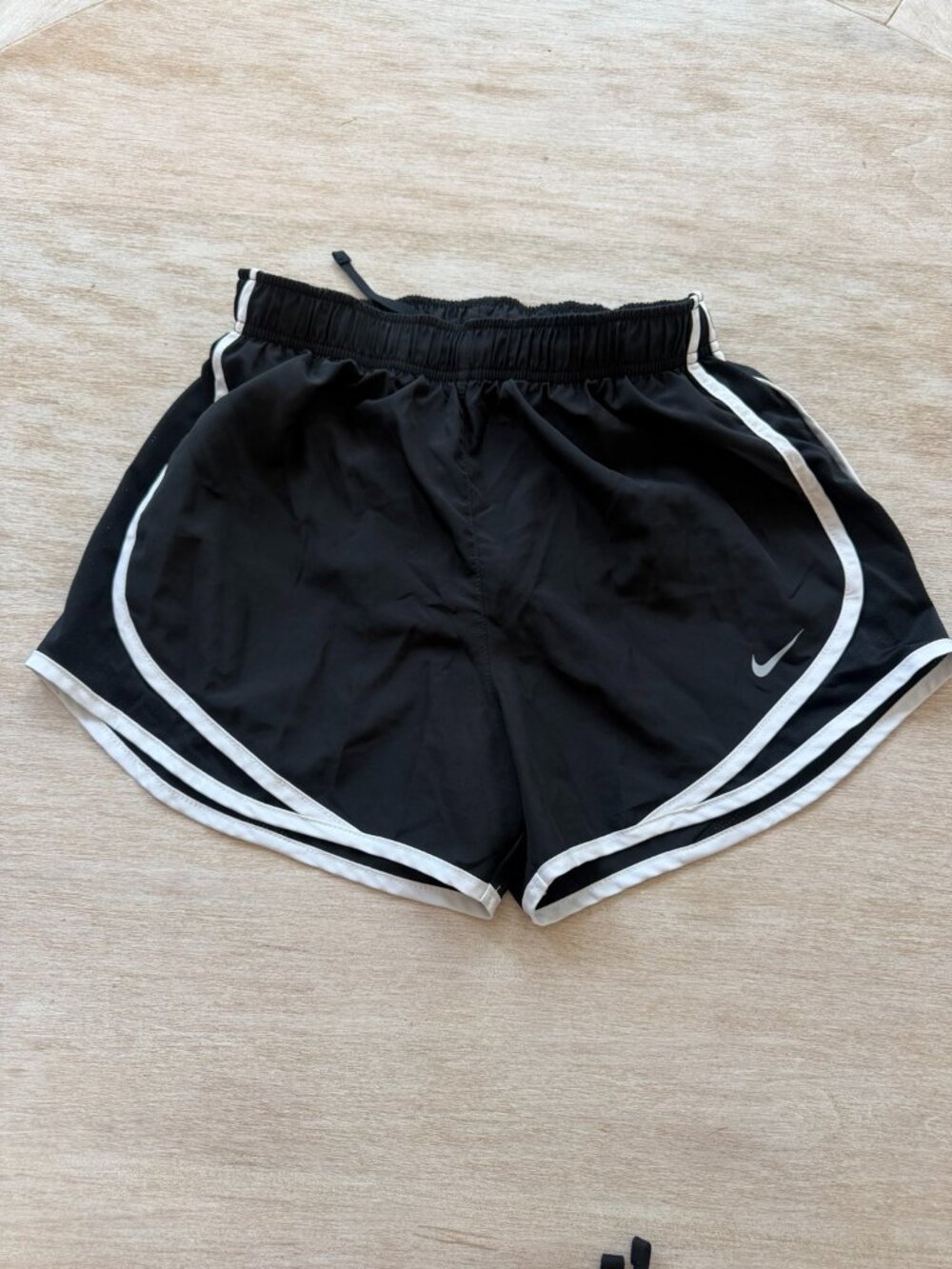 Nike Dri-FIT Girls Black Running Athletic Shorts White Trim Size Small